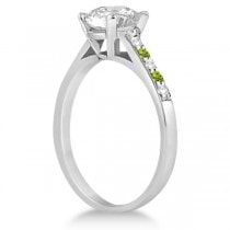 Cathedral Peridot & Diamond Engagement Ring 18k White Gold (0.20ct)