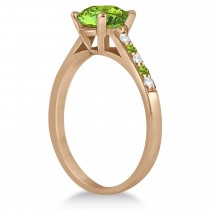 Cathedral Peridot & Diamond Engagement Ring 14k Rose Gold (1.20ct)