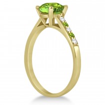 Cathedral Peridot & Diamond Engagement Ring 14k Yellow Gold (1.20ct)