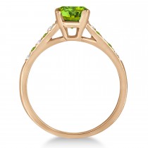 Cathedral Peridot & Diamond Engagement Ring 18k Rose Gold (1.20ct)