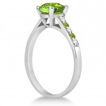 Cathedral Peridot & Diamond Engagement Ring 18k White Gold (1.20ct)