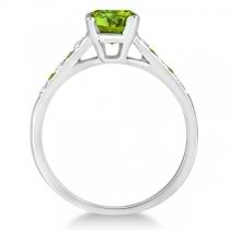 Cathedral Peridot & Diamond Engagement Ring Platinum (1.20ct)