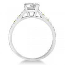 Cathedral Peridot & Diamond Engagement Ring Palladium (0.20ct)