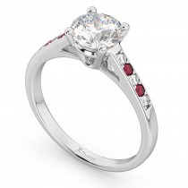 Cathedral Ruby & Diamond Engagement Ring 18k White Gold (0.20ct)