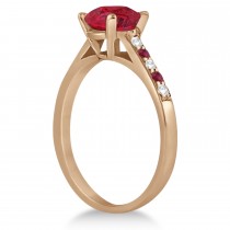 Cathedral Ruby & Diamond Engagement Ring 14k Rose Gold (1.20ct)
