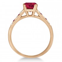 Cathedral Ruby & Diamond Engagement Ring 14k Rose Gold (1.20ct)