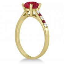 Cathedral Ruby & Diamond Engagement Ring 14k Yellow Gold (1.20ct)