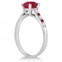 Cathedral Ruby & Diamond Engagement Ring 18k White Gold (1.20ct)