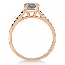 Cathedral Salt & Pepper & Black Diamond Engagement Ring 14k Rose Gold (1.20ct)