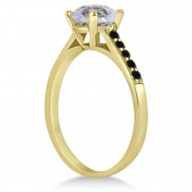 Cathedral Salt & Pepper & Black Diamond Engagement Ring 14k Yellow Gold (1.20ct)