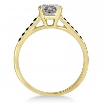 Cathedral Salt & Pepper & Black Diamond Engagement Ring 14k Yellow Gold (1.20ct)