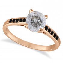 Cathedral Salt & Pepper & Black Diamond Engagement Ring 18k Rose Gold (1.20ct)