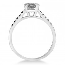 Cathedral Salt & Pepper & Black Diamond Engagement Ring 18k White Gold (1.20ct)