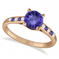 Cathedral Tanzanite & Diamond Engagement Ring 18k Rose Gold (1.20ct)