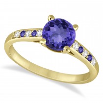 Cathedral Tanzanite & Diamond Engagement Ring 18k Yellow Gold (1.20ct)