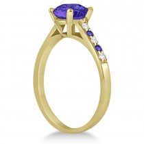 Cathedral Tanzanite & Diamond Engagement Ring 18k Yellow Gold (1.20ct)