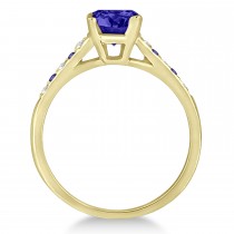 Cathedral Tanzanite & Diamond Engagement Ring 18k Yellow Gold (1.20ct)