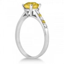 Cathedral Yellow Sapphire & Diamond Engagement Ring Palladium (1.20ct)