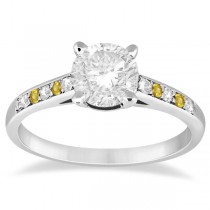 Cathedral Yellow Sapphire & Diamond Engagement Ring Platinum (0.20ct)