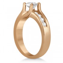 Unique Channel Set Diamond Engagement Ring 14k Rose Gold (0.80ct)