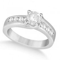 Unique Channel Set Diamond Engagement Ring 14k White Gold (0.80ct)