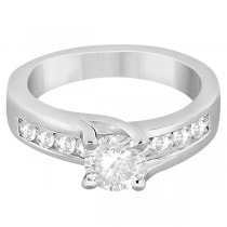 Unique Channel Set Diamond Engagement Ring 14k White Gold (0.80ct)