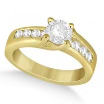 Unique Channel Set Diamond Engagement Ring 14k Yellow Gold (0.80ct)