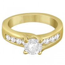 Unique Channel Set Diamond Engagement Ring 14k Yellow Gold (0.80ct)