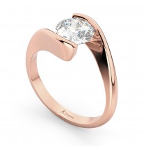 Tension Set Solitaire Diamond Engagement Ring 14k Rose Gold 0.50ct
