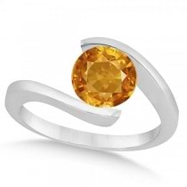 Tension Set Solitaire Citrine Engagement Ring 14k White Gold 2.00ct