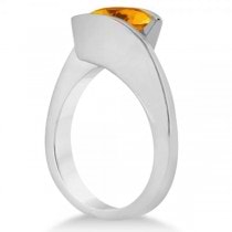 Tension Set Solitaire Citrine Engagement Ring 14k White Gold 2.00ct