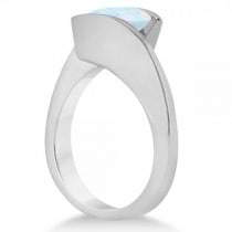 Tension Set Solitaire Opal Engagement Ring 14k White Gold 2.00ct