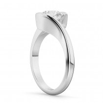 Tension Set Solitaire Lab Diamond Engagement Ring 14k White Gold 0.75ct