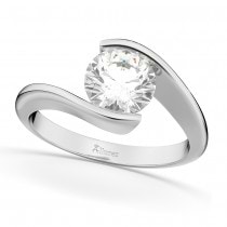 Tension Set Solitaire Diamond Engagement Ring 14k White Gold 1.25ct