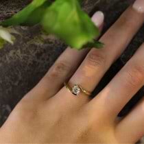 Tension Set Solitaire Lab Diamond Engagement Ring 14k Yellow Gold 0.50ct