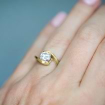 Tension Set Solitaire Diamond Engagement Ring 14k Yellow Gold 0.75ct