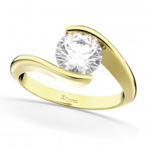 Tension Set Solitaire Moissanite Engagement Ring 14k Yellow Gold 0.50ct