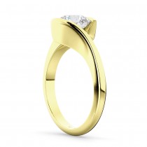 Tension Set Solitaire Moissanite Engagement Ring 14k Yellow Gold 2.00ct