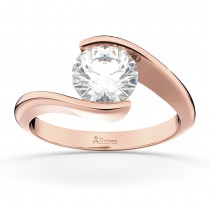 Tension Set Swirl Solitaire Engagement Ring Setting 18k Rose Gold