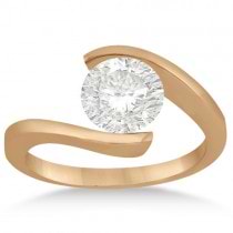 Tension Set Diamond Engagement Ring & Band Bridal Set 14K Rose Gold