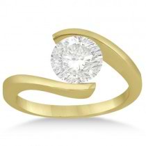 Tension Set Diamond Engagement Ring & Band Bridal Set 18K Yellow Gold