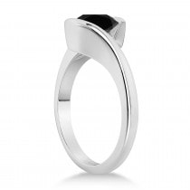 Tension Set Solitaire Black Diamond Engagement Ring 14k White Gold 0.75ct