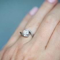 Tension Set Solitaire Diamond Engagement Ring in Palladium 0.75ct