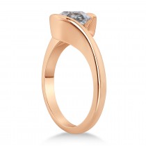 Tension Set Solitaire Salt & Pepper Diamond Engagement Ring 14k Rose Gold 0.75ct