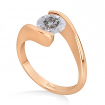 Tension Set Solitaire Salt & Pepper Diamond Engagement Ring 14k Rose Gold 1.25ct