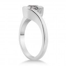 Tension Set Solitaire Salt & Pepper Diamond Engagement Ring 14k White Gold 0.50ct