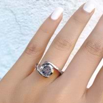 Tension Set Solitaire Salt & Pepper Diamond Engagement Ring 14k White Gold 1.50ct