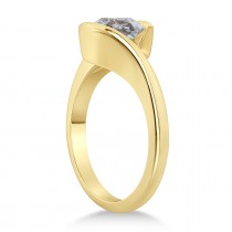 Tension Set Solitaire Salt & Pepper Diamond Engagement Ring 14k Yellow Gold 0.50ct