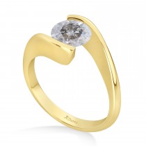 Tension Set Solitaire Salt & Pepper Diamond Engagement Ring 14k Yellow Gold 0.75ct