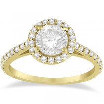 Halo Diamond Cathedral Engagement Ring Setting 14k Yellow Gold (0.64ct)